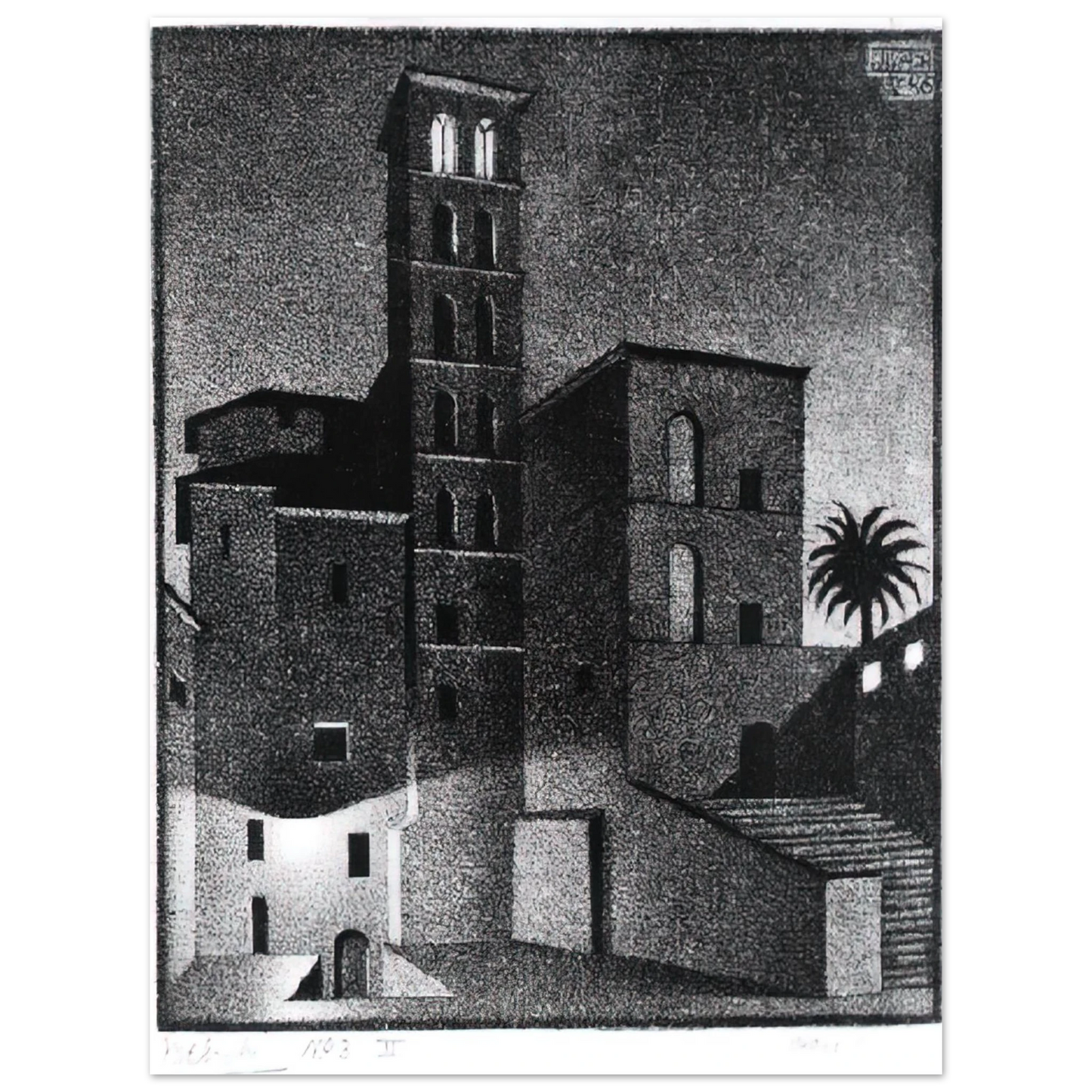 MC Escher - ESCHER (27) Wall Art - 21x29.7 cm / 8x12" - Premium Wooden Framed Poster With Fine Art Paper - Black frame