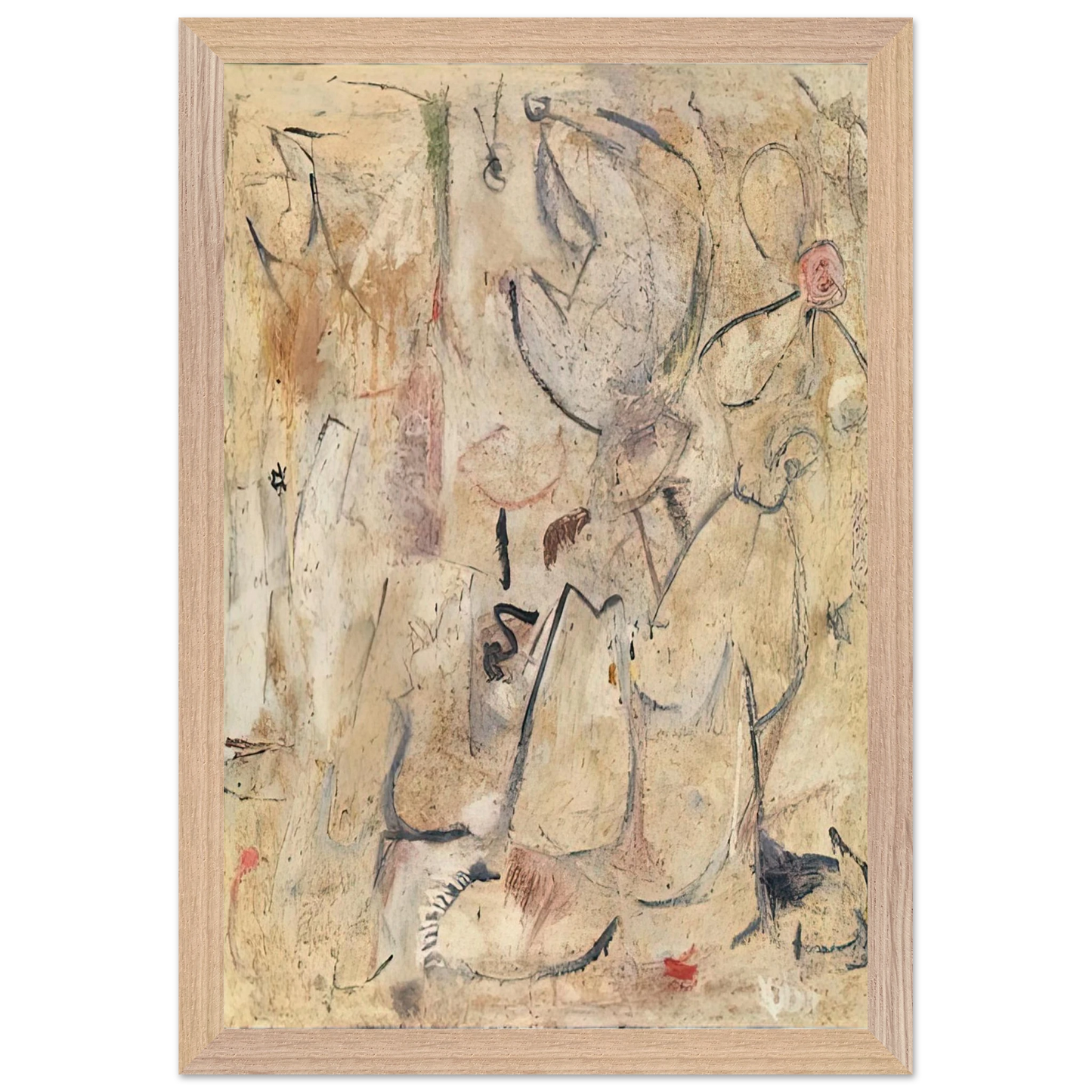 Helen Frankenthaler - Beach, 1950- Wall Art - 30x40 cm / 12x16 inches - Premium Wooden Framed Poster With Fine Art Paper - Black frame
