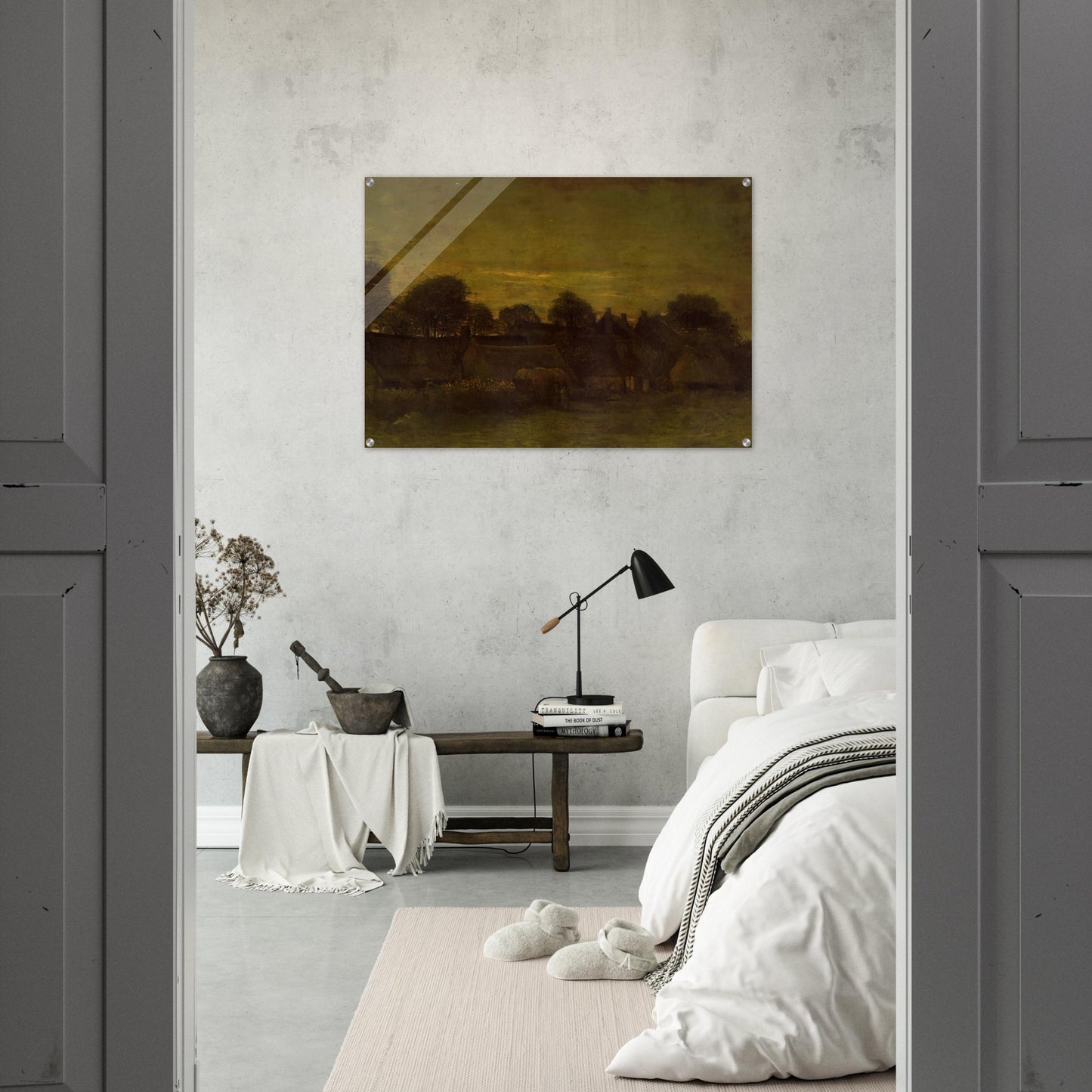 Village at sunset - Vincent van Gogh Acrylic Print - 70x100 cm / 28x40″ inches | Vincent van Gogh Wall Art | Vincent van Gogh Prints