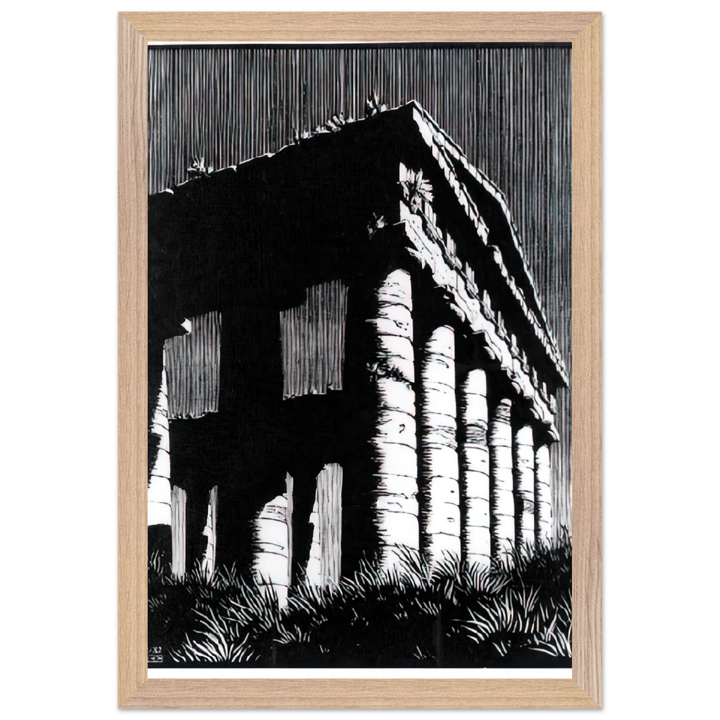 MC Escher - TEMPLE OF SEGESTE SICILY Wall Art - 30x40 cm / 12x16 inches - Fine Art Poster - -