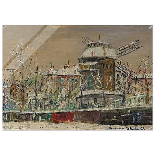 MOULIN DE LA GALETTE UNDER THE SNOW 1 - Maurice Utrillo Acrylic Print - 70x100 cm / 28x40″ inches | Maurice Utrillo Wall Art | Maurice Utrillo Prints