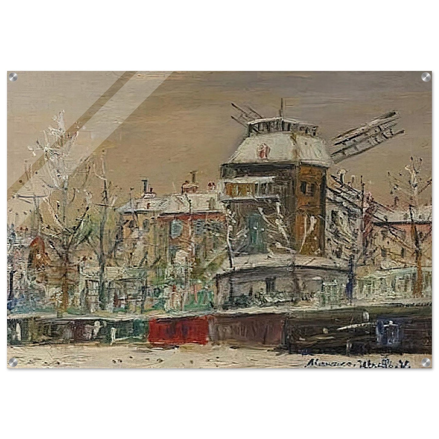 MOULIN DE LA GALETTE UNDER THE SNOW 1 - Maurice Utrillo Acrylic Print - 70x100 cm / 28x40″ inches | Maurice Utrillo Wall Art | Maurice Utrillo Prints