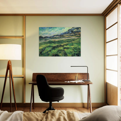 The Green Wheatfield behind the Asylum - Vincent van Gogh Brushed Aluminum Print - 70x100 cm / 28x40 inches | Vincent van Gogh Aluminum Print | Vincent van Gogh Prints