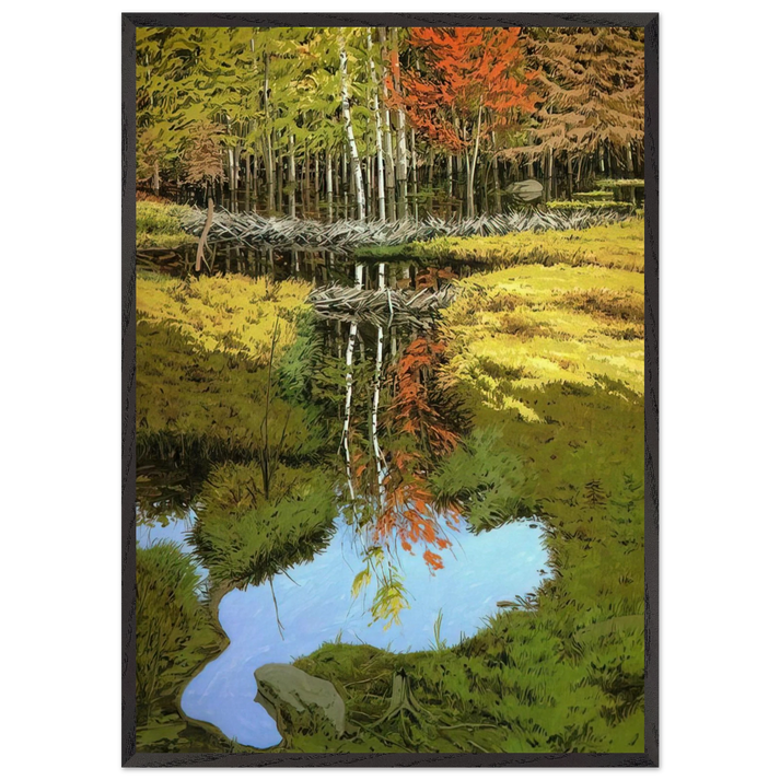 New Dams in Meadow - 1984 - Neil Welliver 70x100 cm / 28x40 inches Framed Art Print – Black Wooden Frame