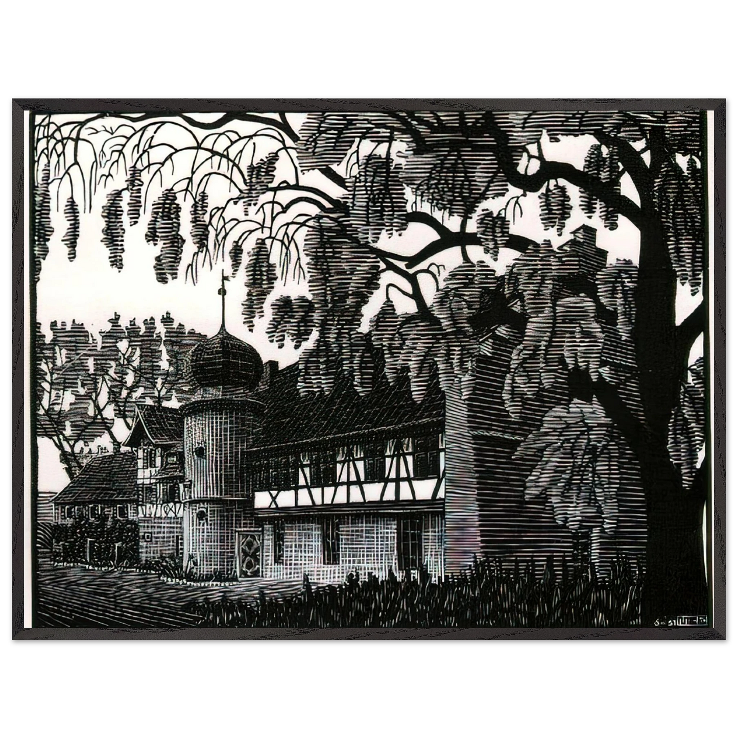 MC Escher - ESCHER (12) Wall Art - 60x80 cm / 24x32 inches - Premium Wooden Framed Poster With Fine Art Paper - White frame