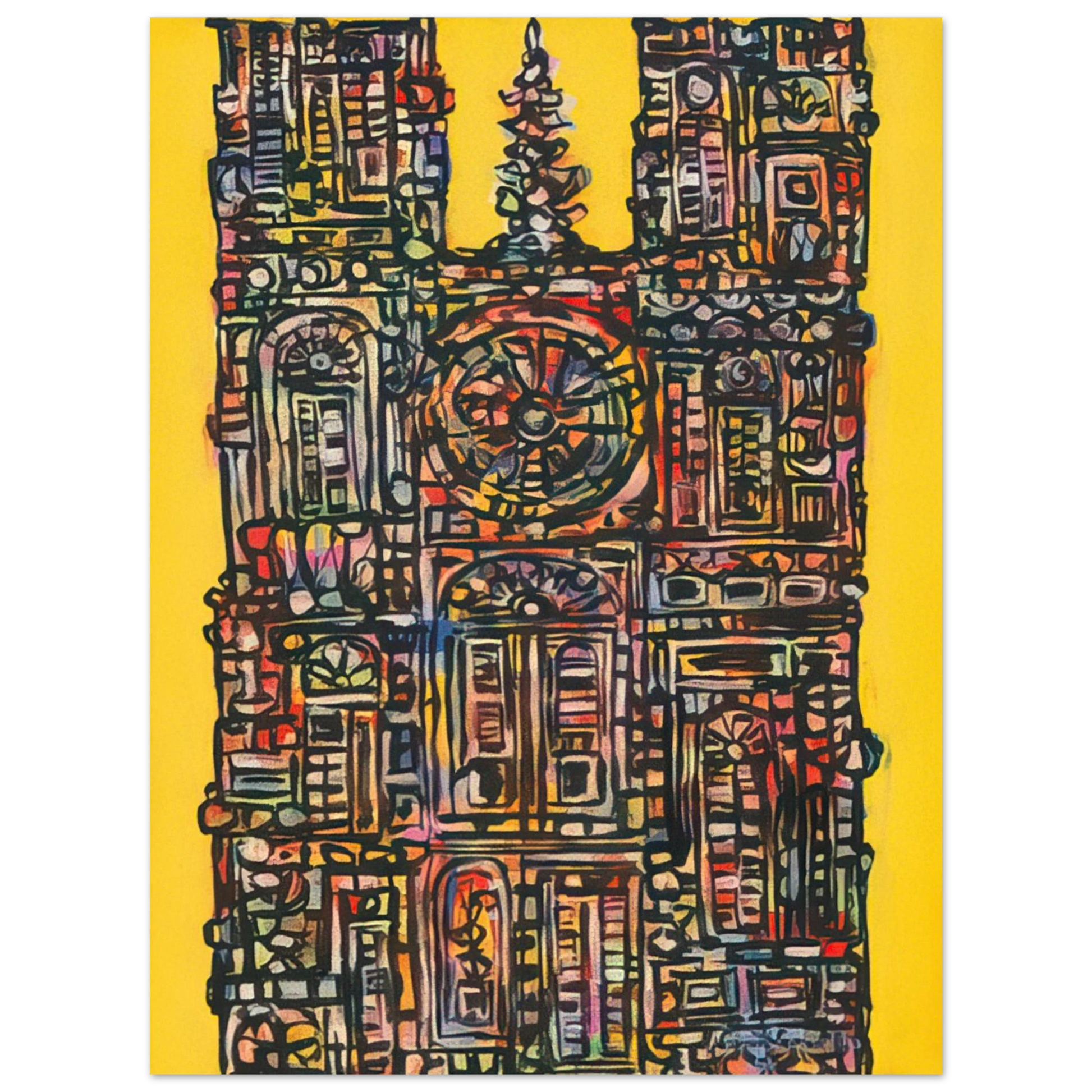 Rene Portocarrero - CATHEDRAL IN YELLOW 1961 Fine Art Poster - Default Title
