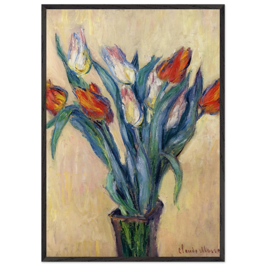 Vase of Tulips - claude monet Framed Art Print – Black Wooden Frame - Default Title - -Framed Art Print