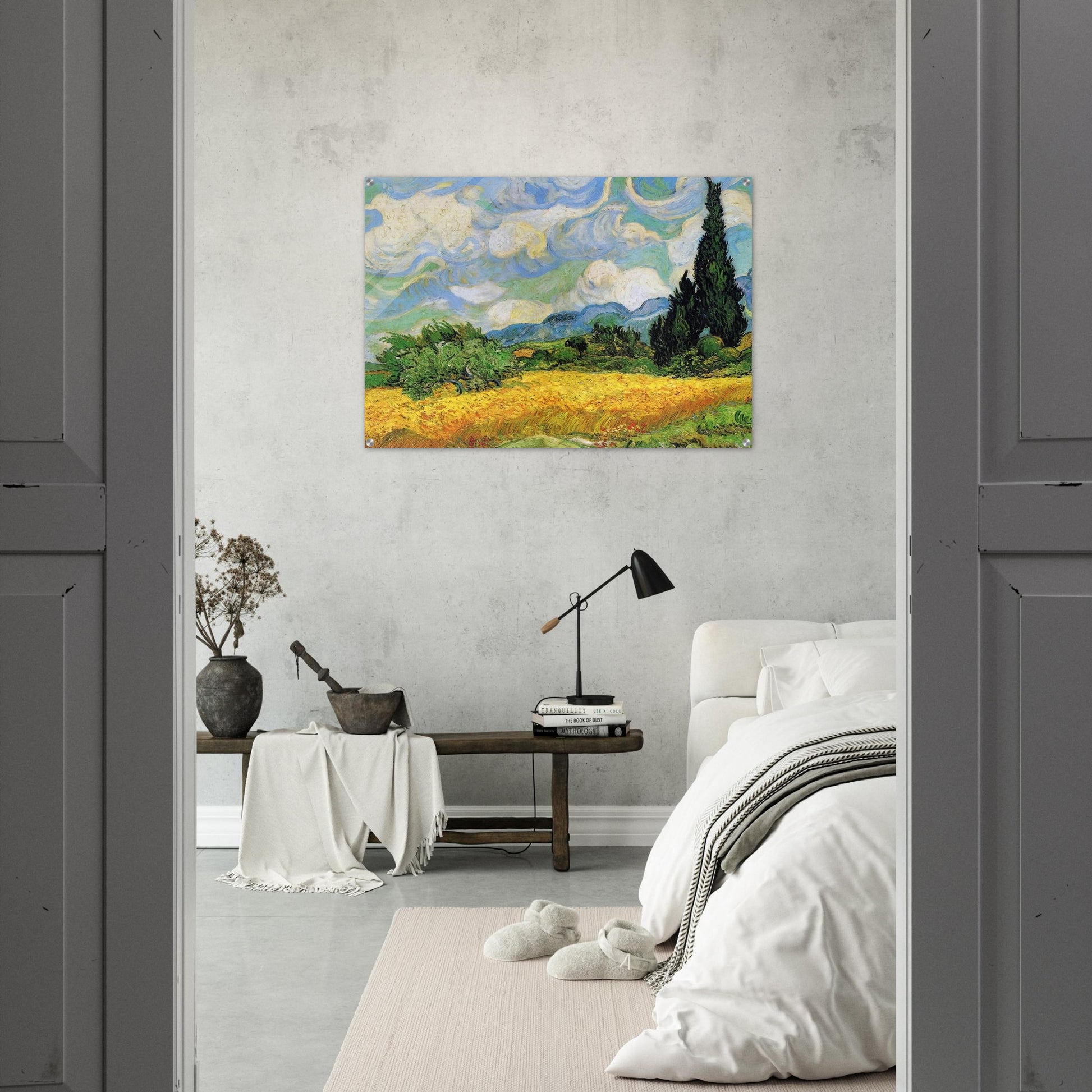 Wheat Field with Cypresses at the Haude Galline near Eygalieres - Vincent van Gogh Acrylic Print - 70x100 cm / 28x40″ inches