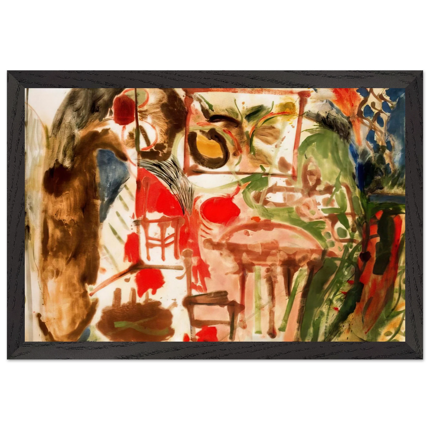 Helen Frankenthaler - Interior - 1957 Wall art - 60x80 cm / 24x32 inches - Premium Wooden Framed Poster With Fine Art Paper - Black frame