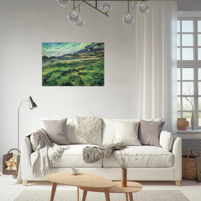 The Green Wheatfield behind the Asylum - Vincent van Gogh Brushed Aluminum Print - 70x100 cm / 28x40 inches | Vincent van Gogh Aluminum Print | Vincent van Gogh Prints