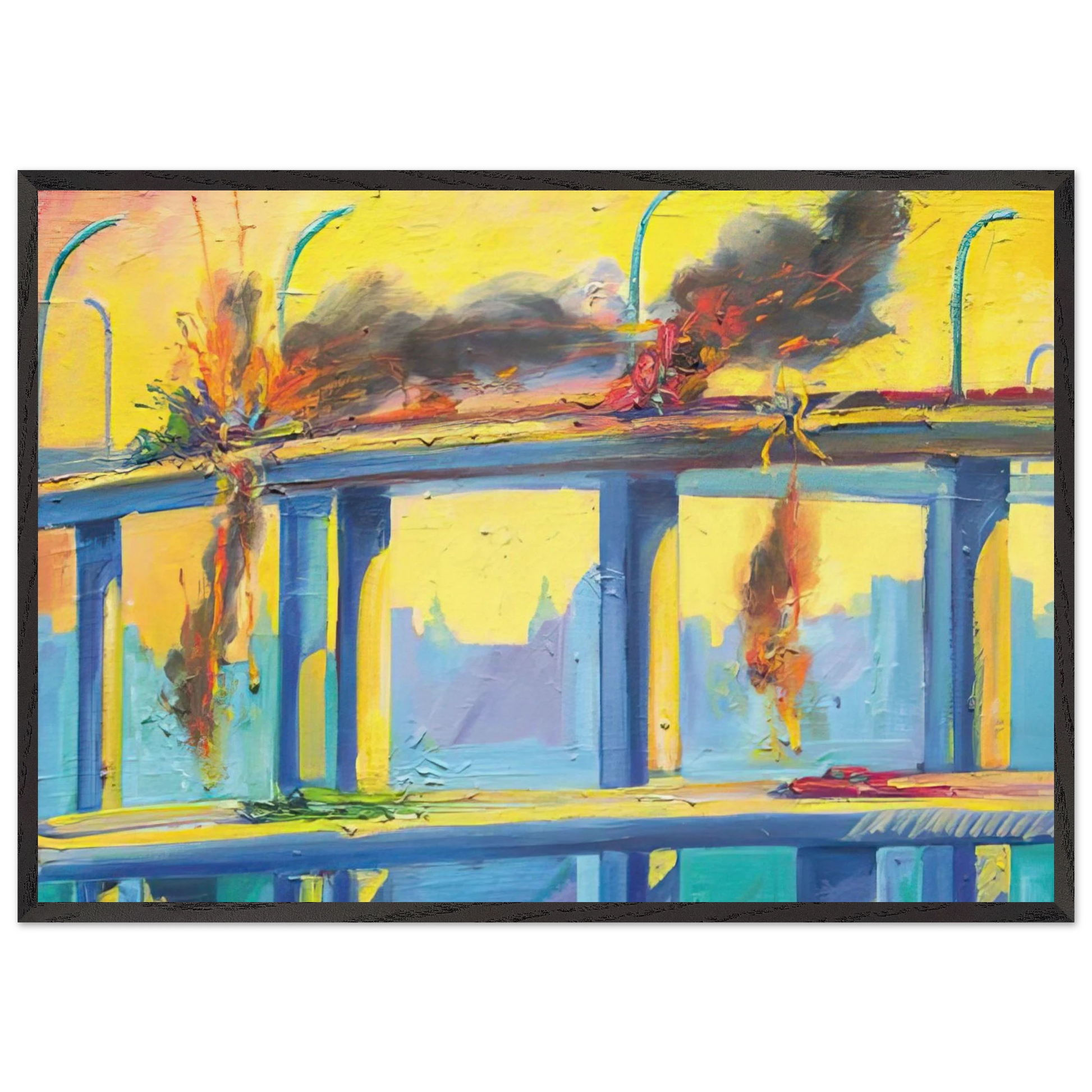 Sunset Crash - 1982 - Carlos Almaraz Framed Art Print – Black Wooden Frame - Default Title - -Framed Art Print