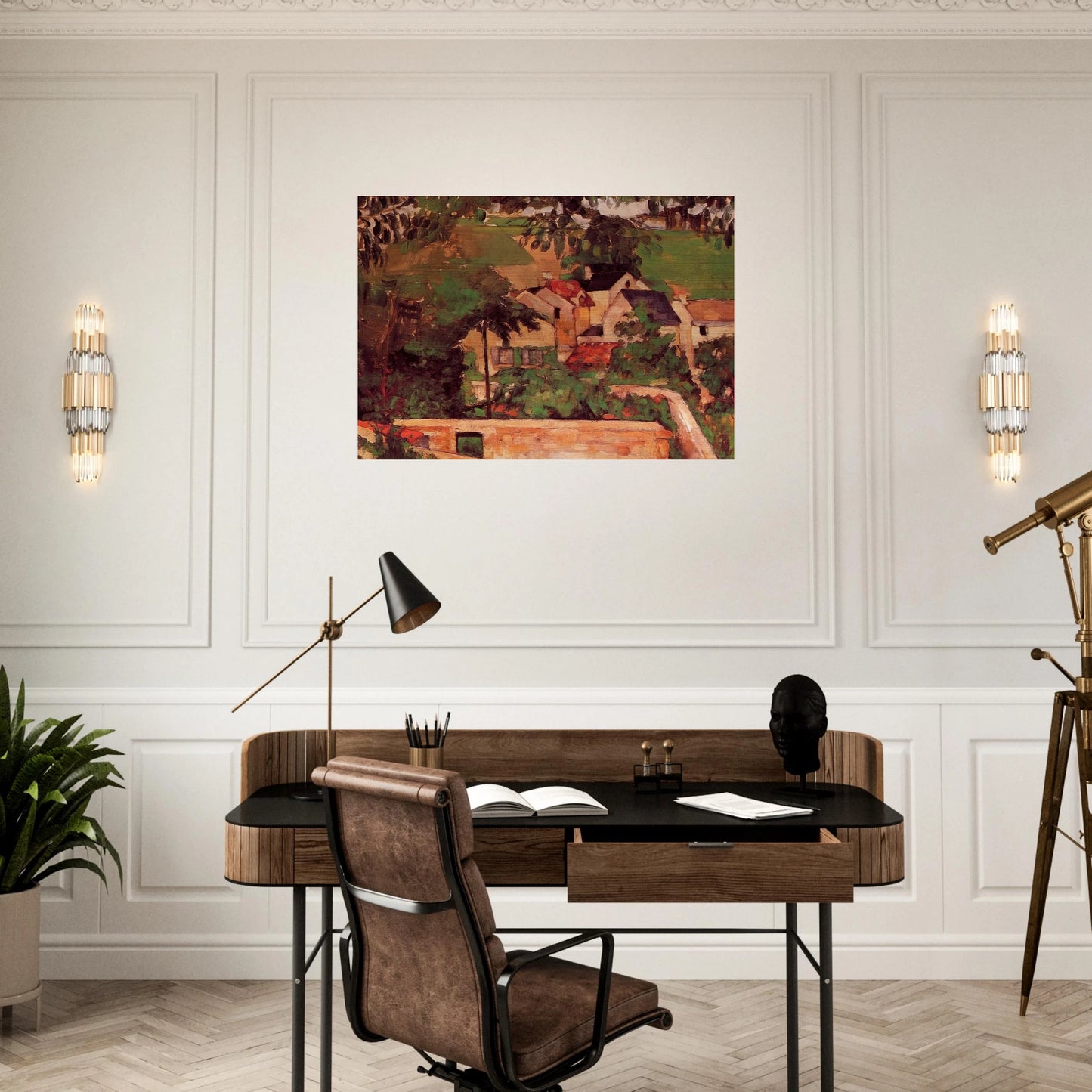 Etude - Paysage a Auvers - Paul Cézanne Brushed Aluminum Print - 70x100 cm / 28x40 inches | Paul Cézanne Aluminum Print | Paul Cézanne Prints