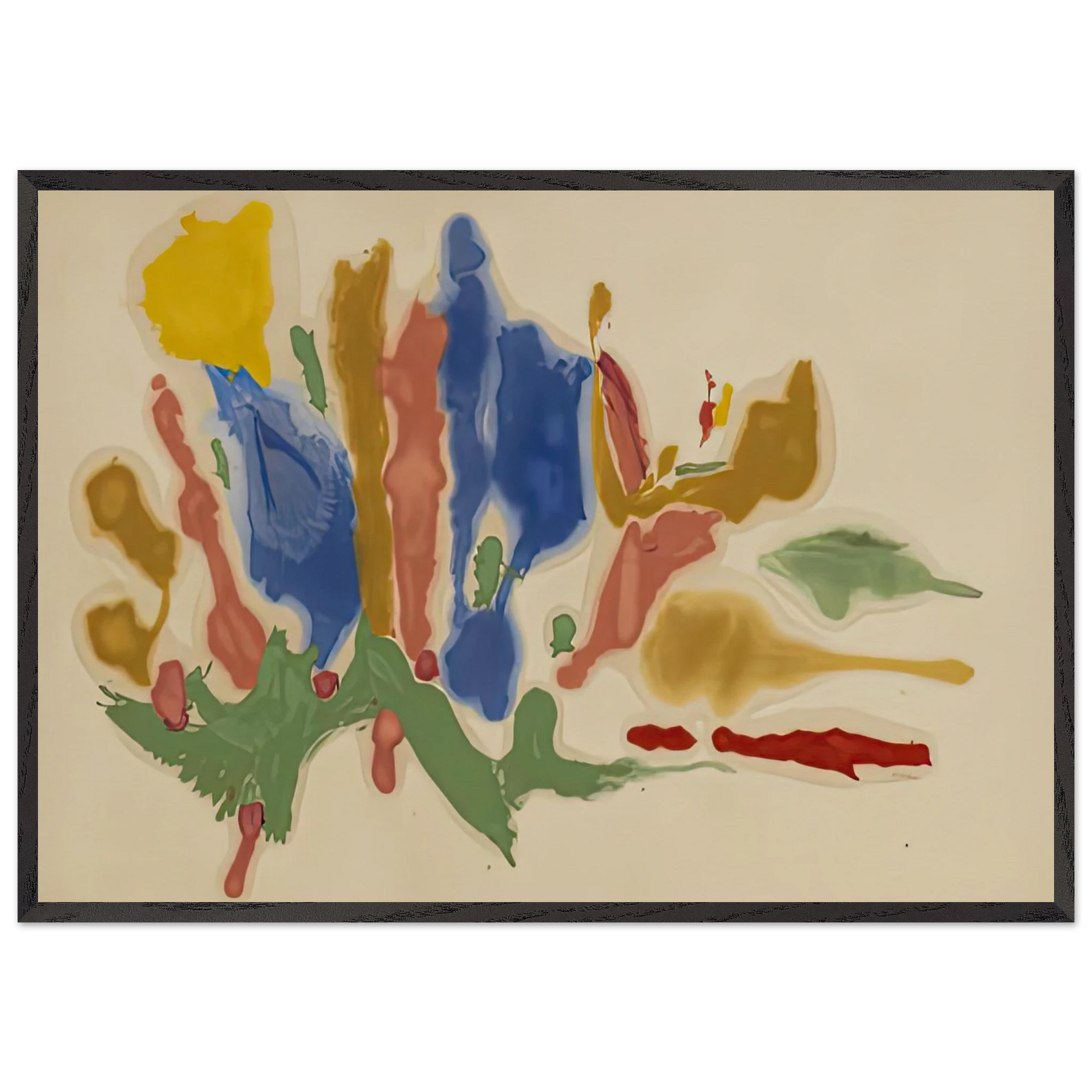 Cool Summer 1962- - Helen Frankenthaler 70x100 cm / 28x40 inches Framed Art Print – Black Wooden Frame