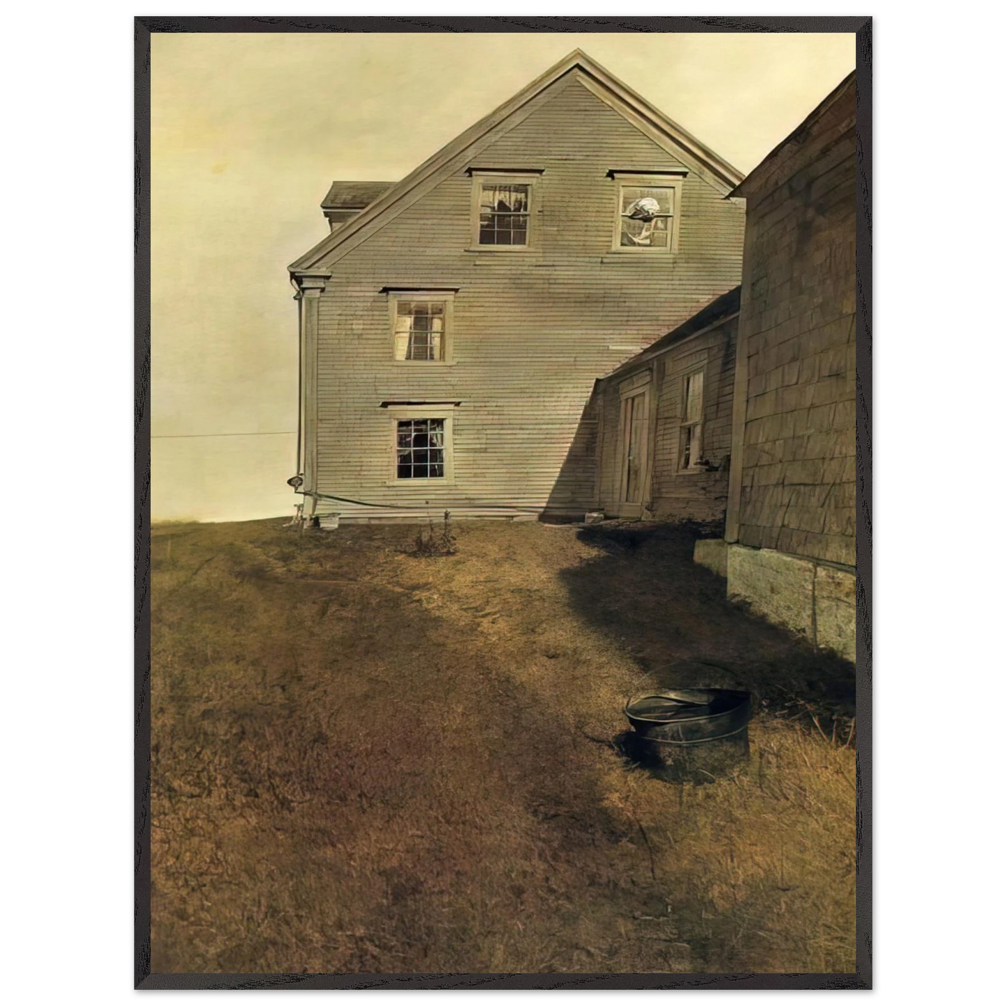Andrew Wyeth - WEATHERSIDE Wall Art - 30x40 cm / 12x16 inches - Premium Wooden Framed Poster With Fine Art Paper - White frame