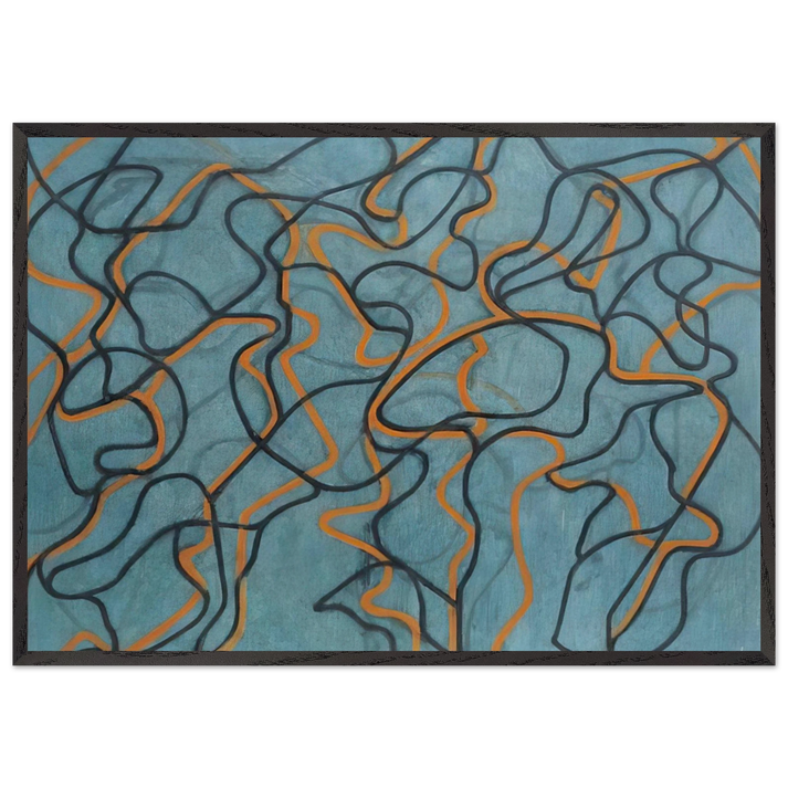 Letter About Rocks 3 Blue Ground - 2010 - Brice Marden 70x100 cm / 28x40 inches Framed Art Print – Black Wooden Frame