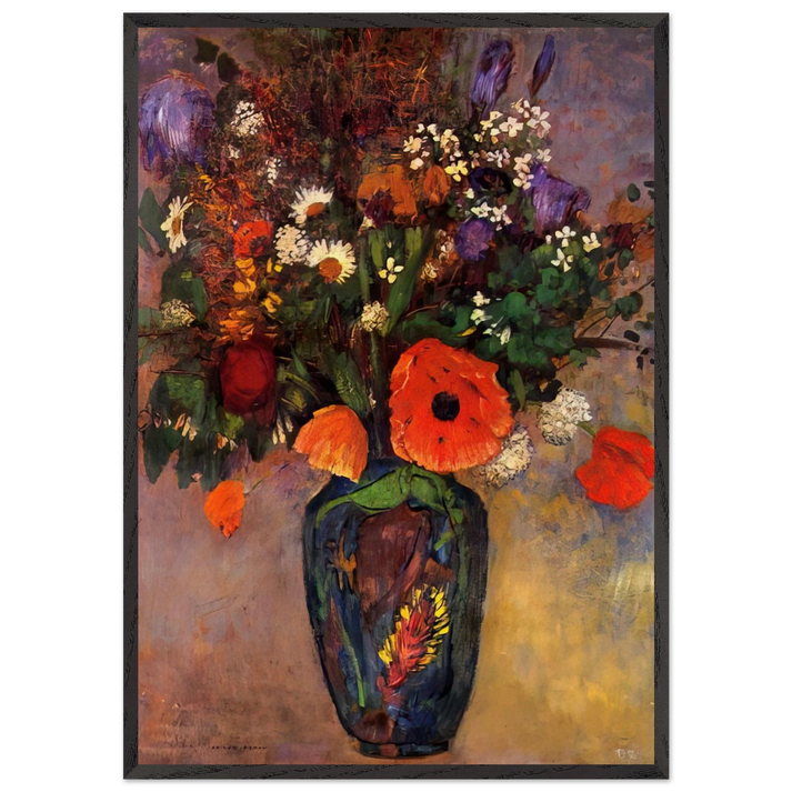 VASE DE FLEURS - Odilon Redon 70x100 cm / 28x40 inches Framed Art Print – Black Wooden Frame
