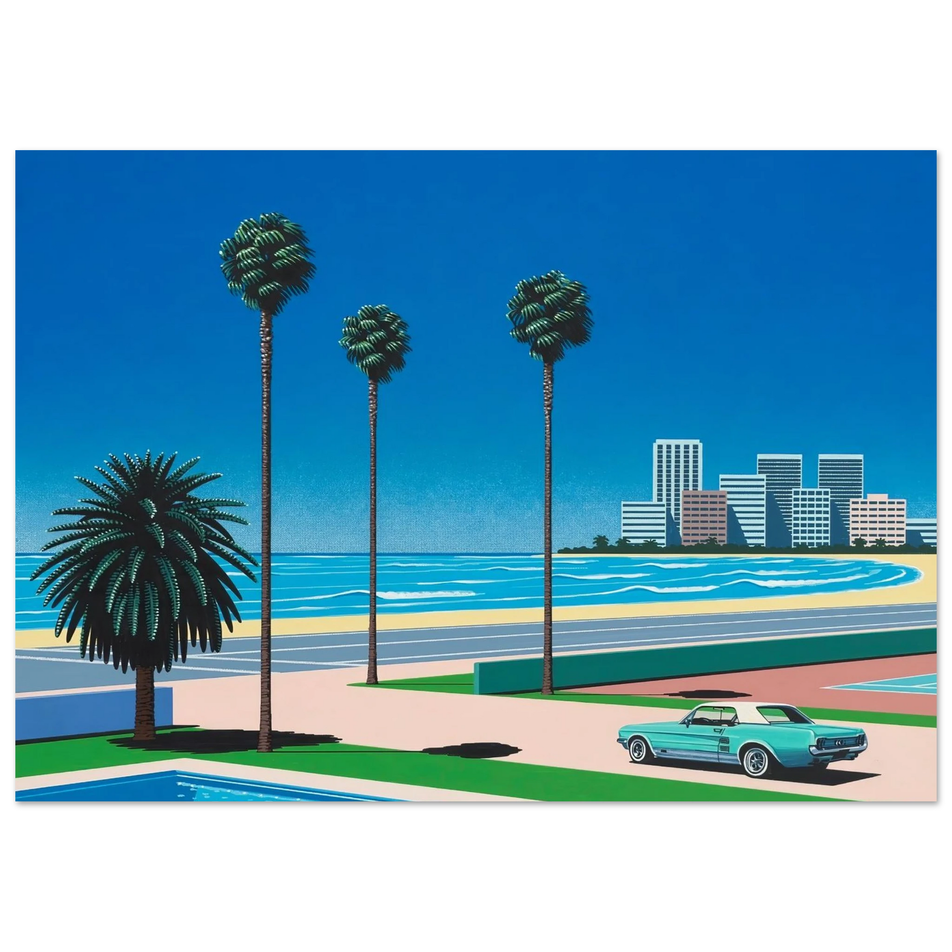 Hiroshi Nagai - Sunshine Reggae Wall Art - 60x80 cm / 24x32 inches - Premium Wooden Framed Poster With Fine Art Paper - Black frame