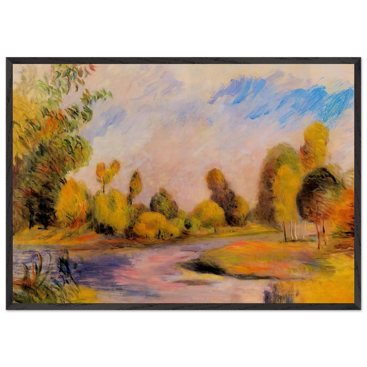 Banks of a River - Pierre-Auguste Renoir 70x100 cm / 28x40 inches Framed Art Print – Black Wooden Frame