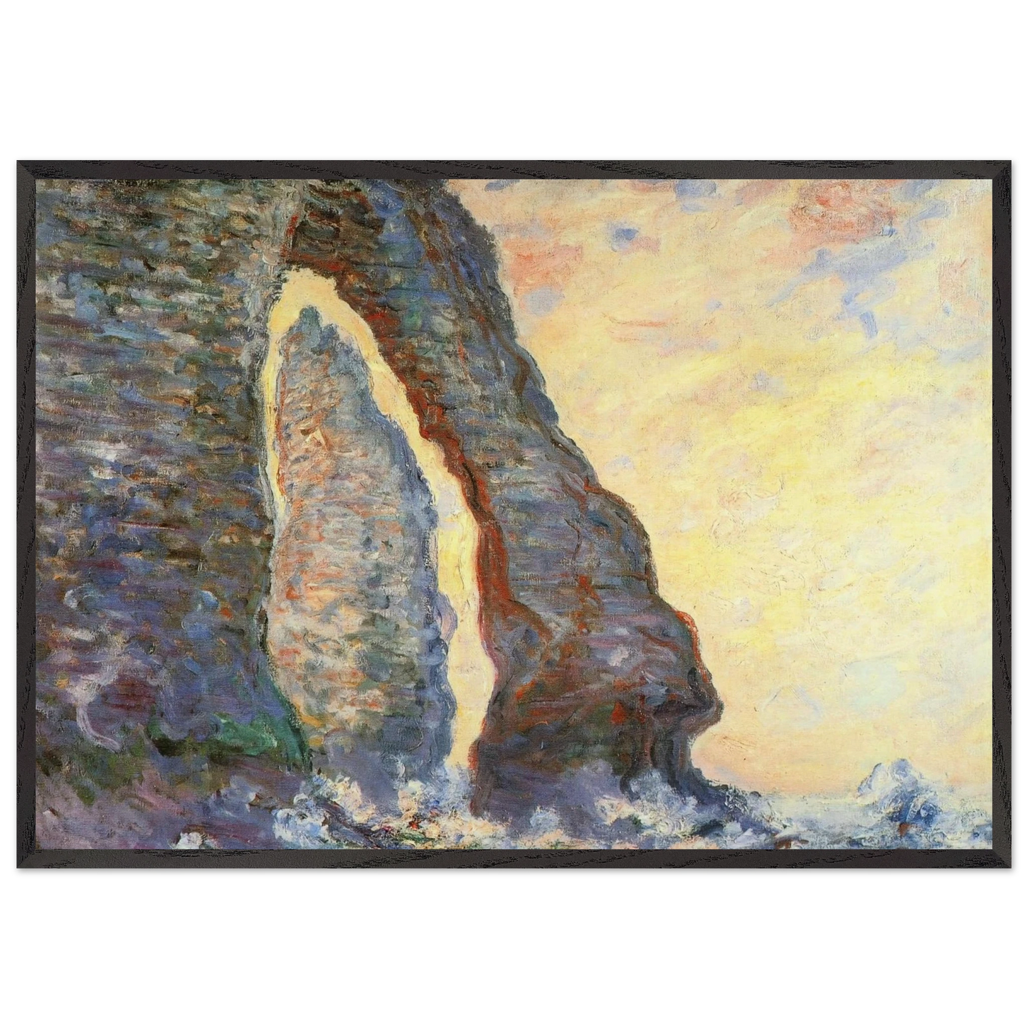 The Rock Needle Seen through the Porte dAval - claude monet Framed Art Print – Black Wooden Frame - Default Title - -Framed Art Print