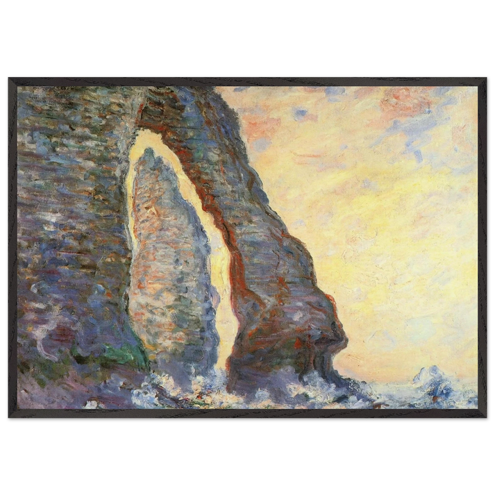 The Rock Needle Seen through the Porte dAval - claude monet 70x100 cm / 28x40 inches Framed Art Print – Black Wooden Frame