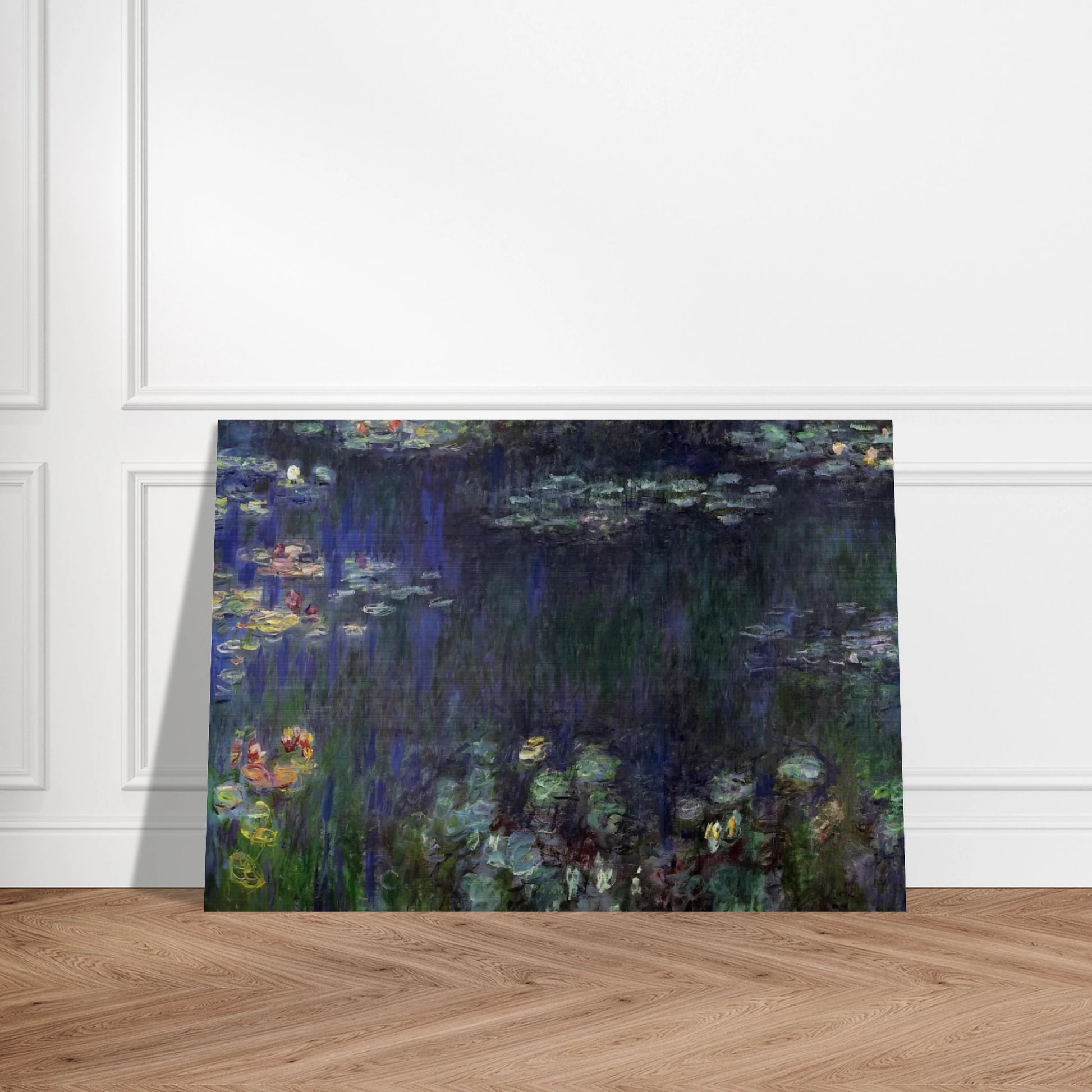 Water Lilies, Green Reflection left half - claude monet Brushed Aluminum Print - 70x100 cm / 28x40 inches | claude monet Aluminum Print | claude monet Prints