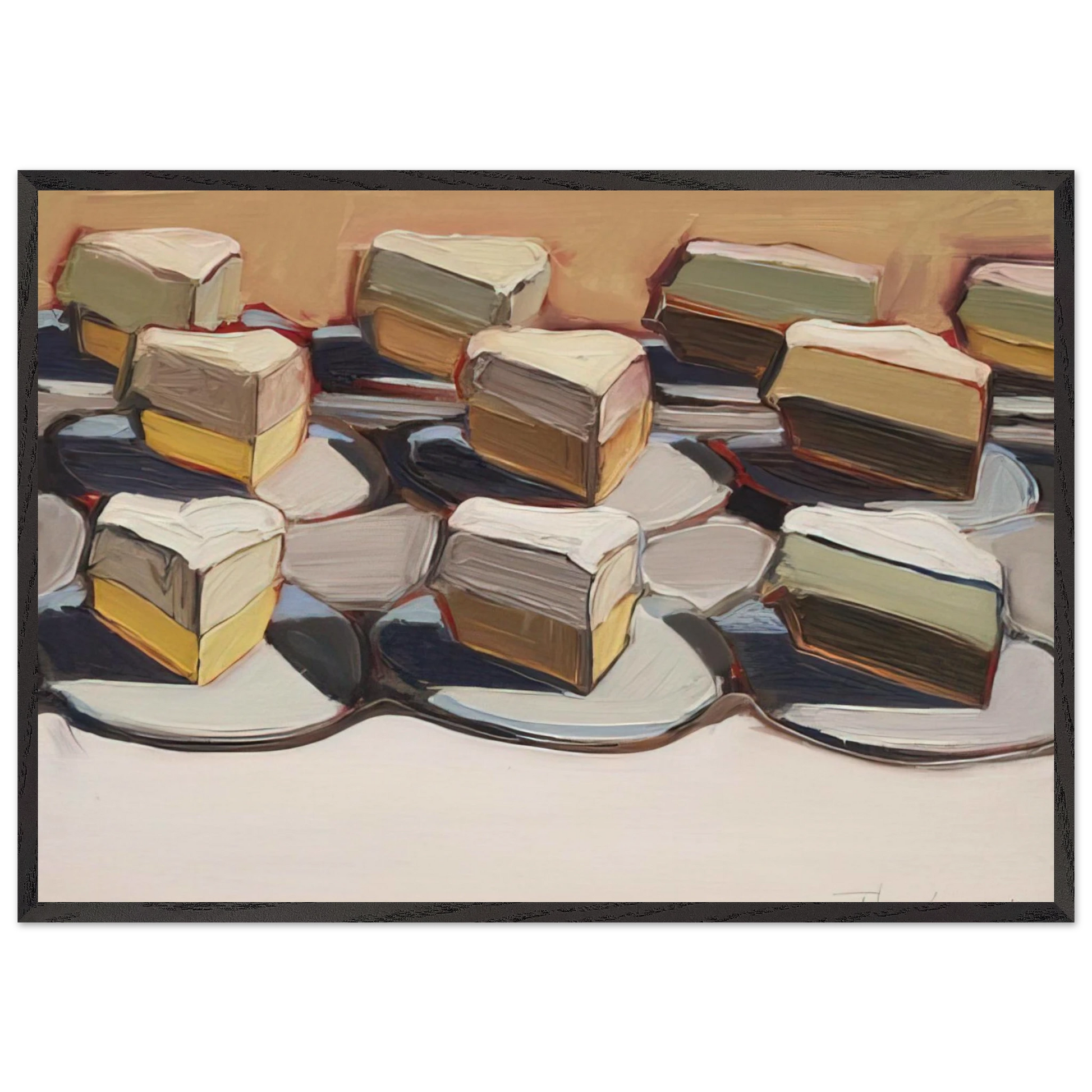 Cut Meringues - 1961 - Wayne Thiebaud Framed Art Print – Black Wooden Frame - Default Title - -Framed Art Print