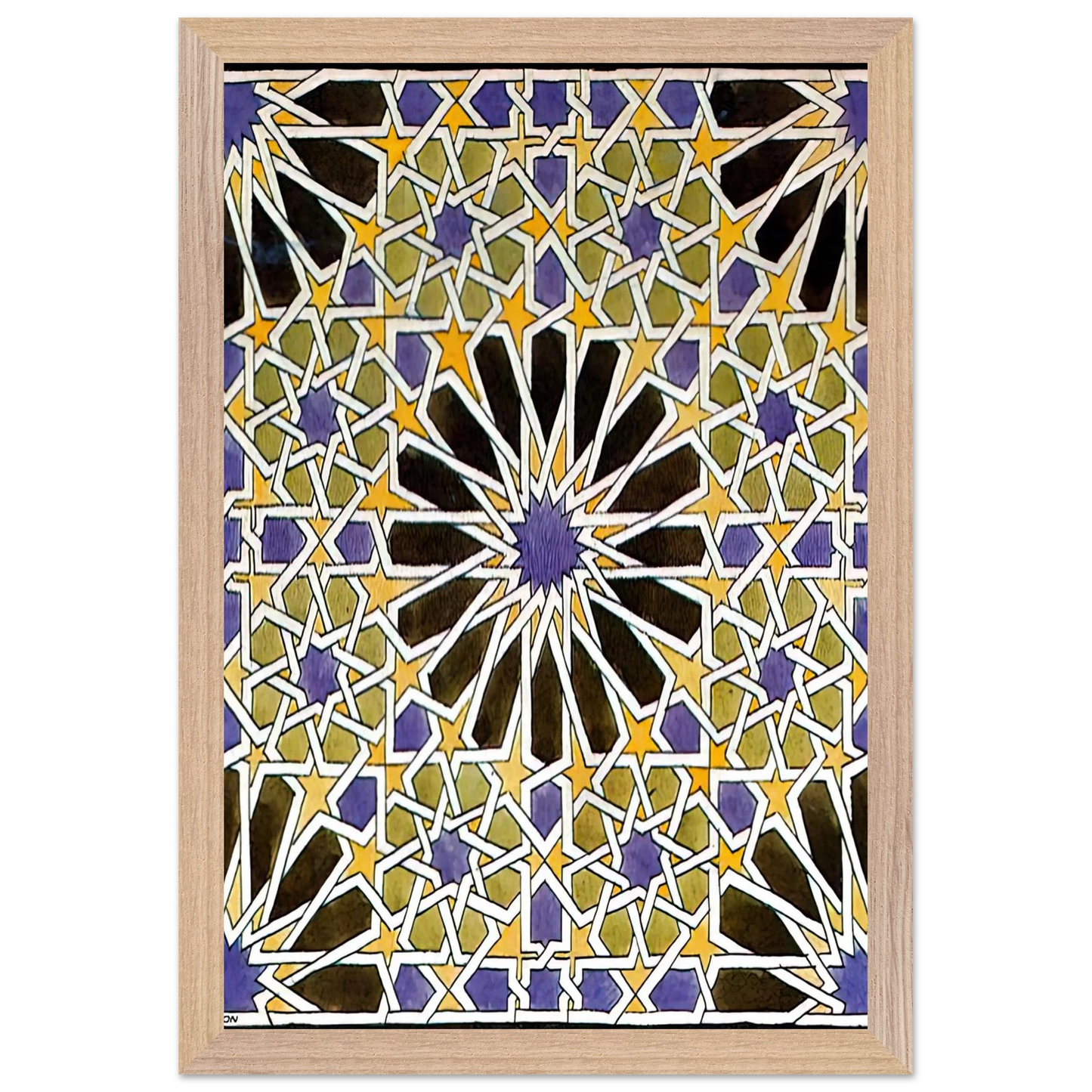 MC Escher - MURAL MOSAIC IN THE ALHAMBRA Wall Art - 30x40 cm / 12x16 inches - Premium Wooden Framed Poster With Fine Art Paper - White frame