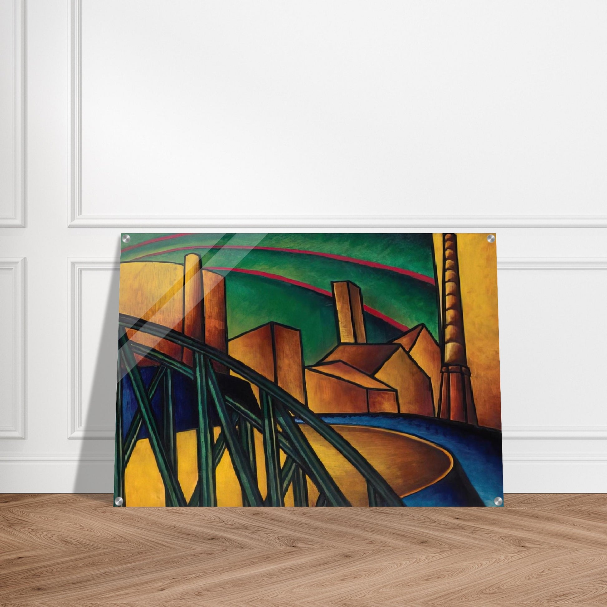 Landscape with Bridge at Óbuda Hajógyár - Laszlo Moholy-Nagy Acrylic Print - 70x100 cm / 28x40″ inches