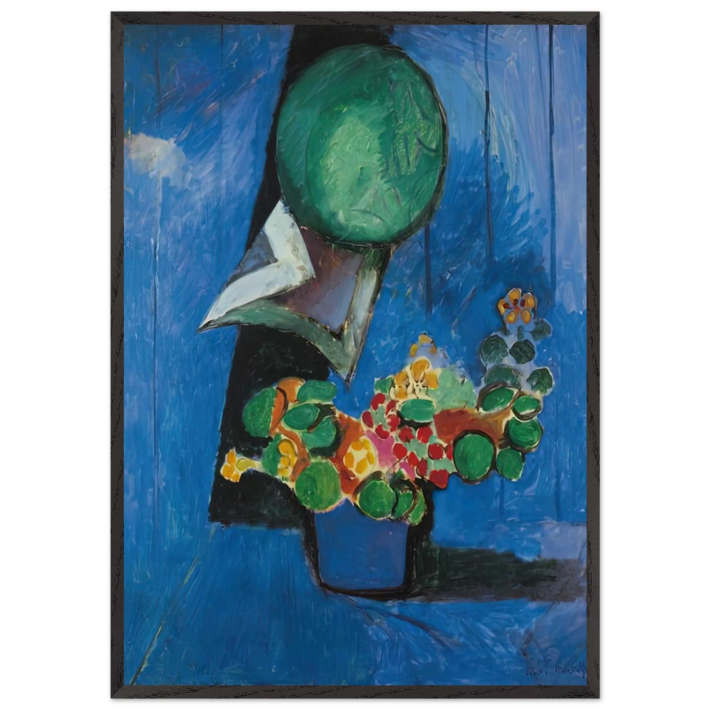 FLOWERS AND CERAMIC PLATE 1913 - Henri Matisse Framed Art Print – Black Wooden Frame - Default Title - -Framed Art Print