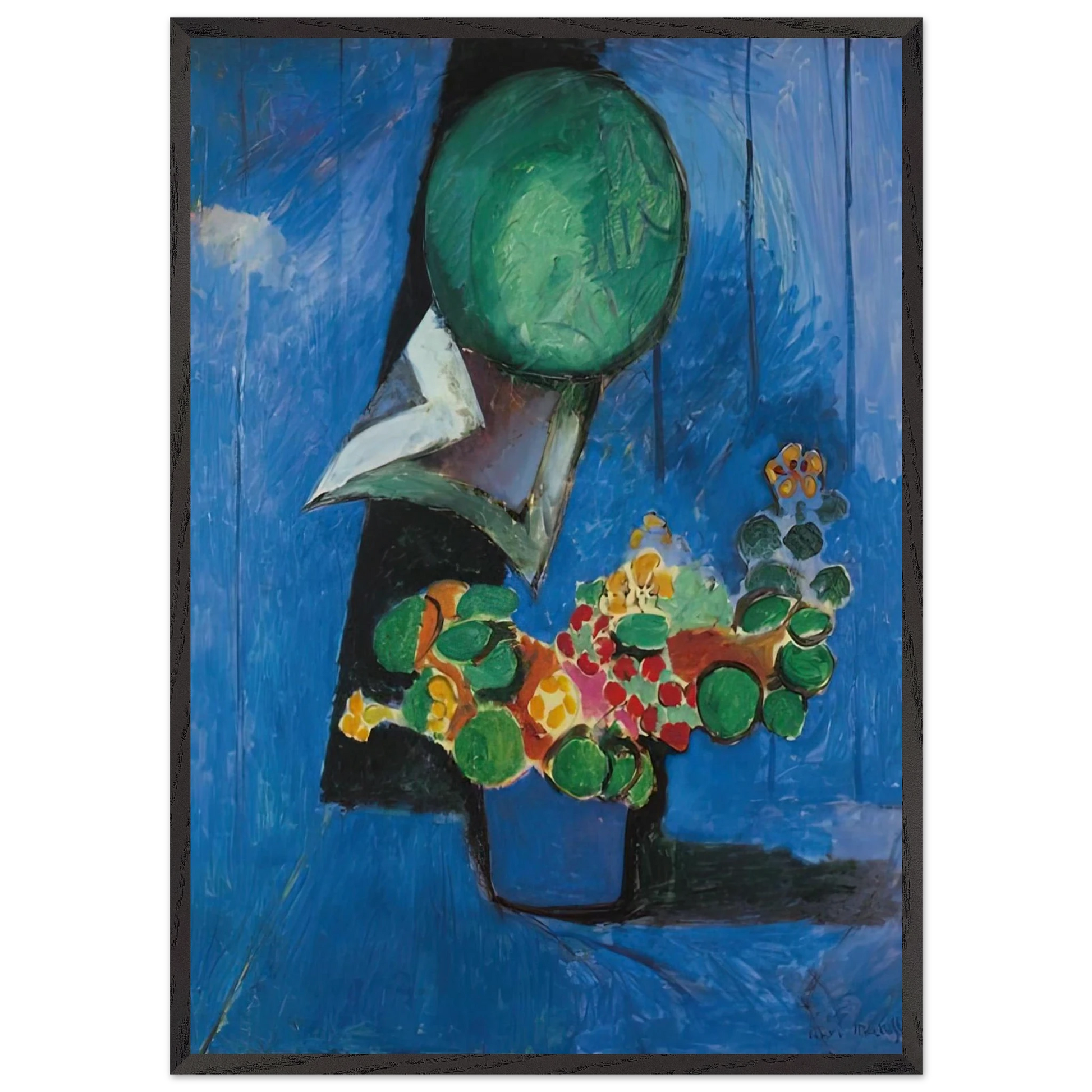 FLOWERS AND CERAMIC PLATE 1913 - Henri Matisse Framed Art Print – Black Wooden Frame - Default Title - -Framed Art Print