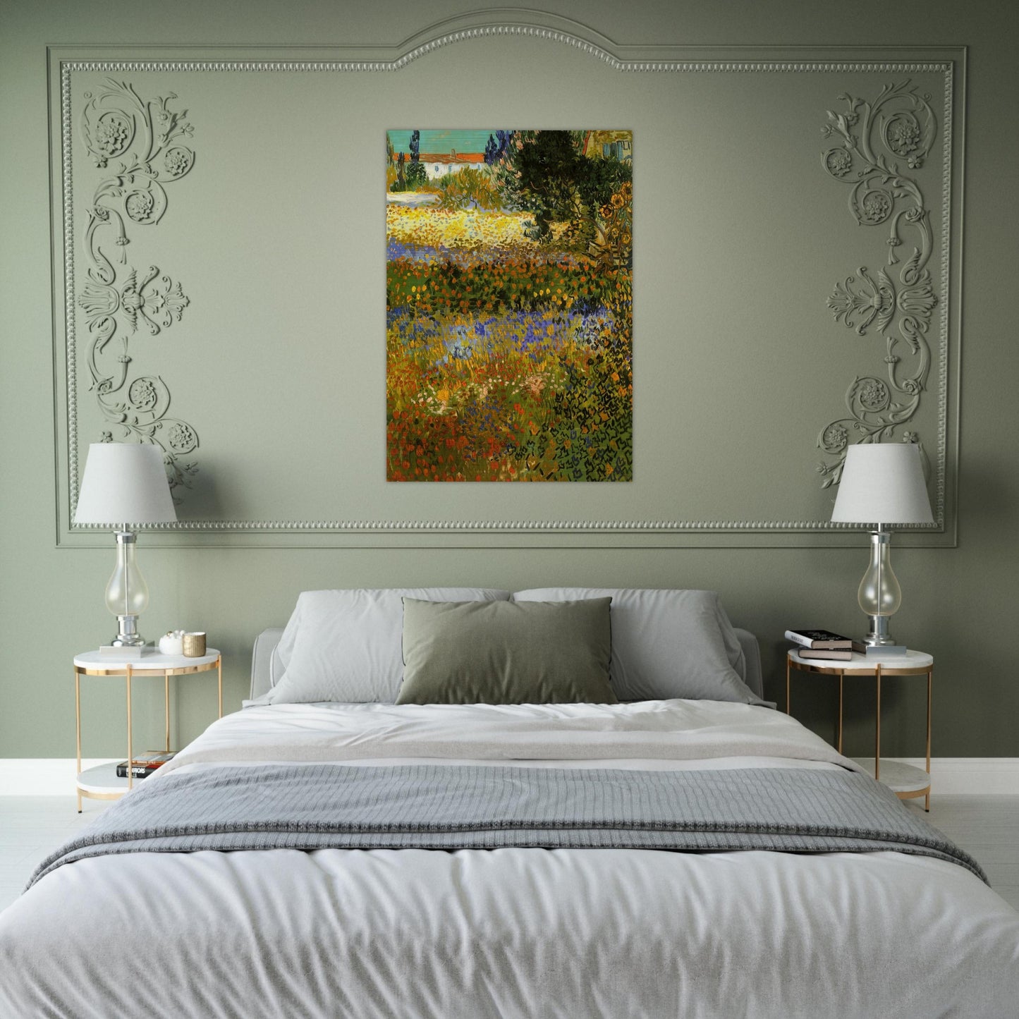 Flowering Garden - Vincent van Gogh Brushed Aluminum Print - 70x100 cm / 28x40 inches | Vincent van Gogh Aluminum Print | Vincent van Gogh Prints