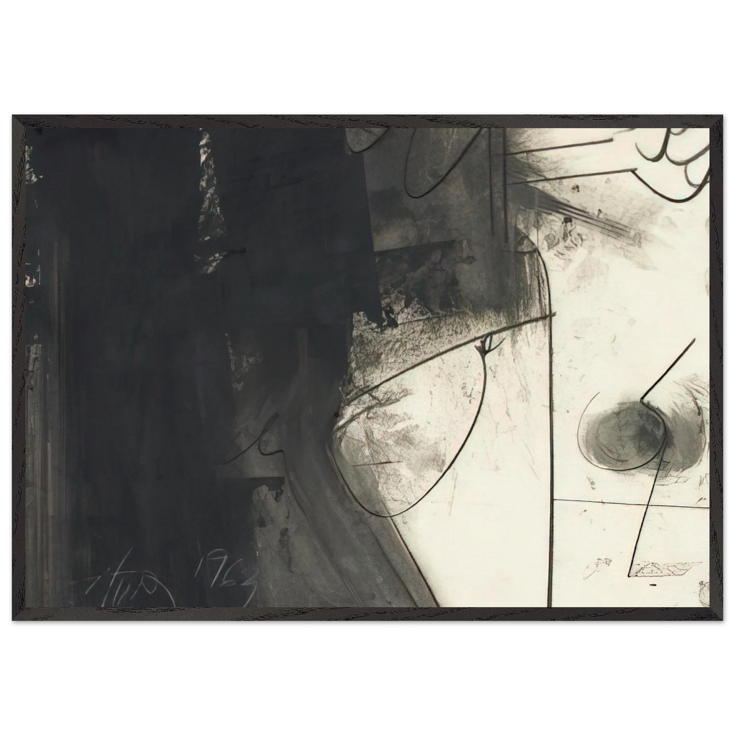 Untitled - 1963 N16 - Hassel Smith Framed Art Print – Black Wooden Frame - Default Title - -Framed Art Print