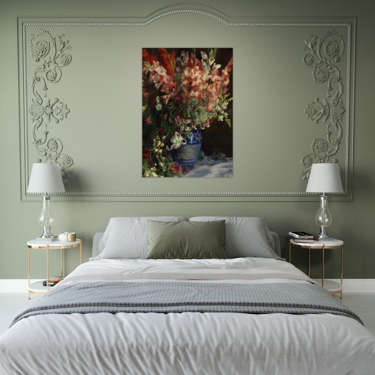 Gladiolas in a Vase - Pierre-Auguste Renoir Brushed Aluminum Print - 70x100 cm / 28x40 inches | Pierre-Auguste Renoir Aluminum Print | Pierre-Auguste Renoir Prints