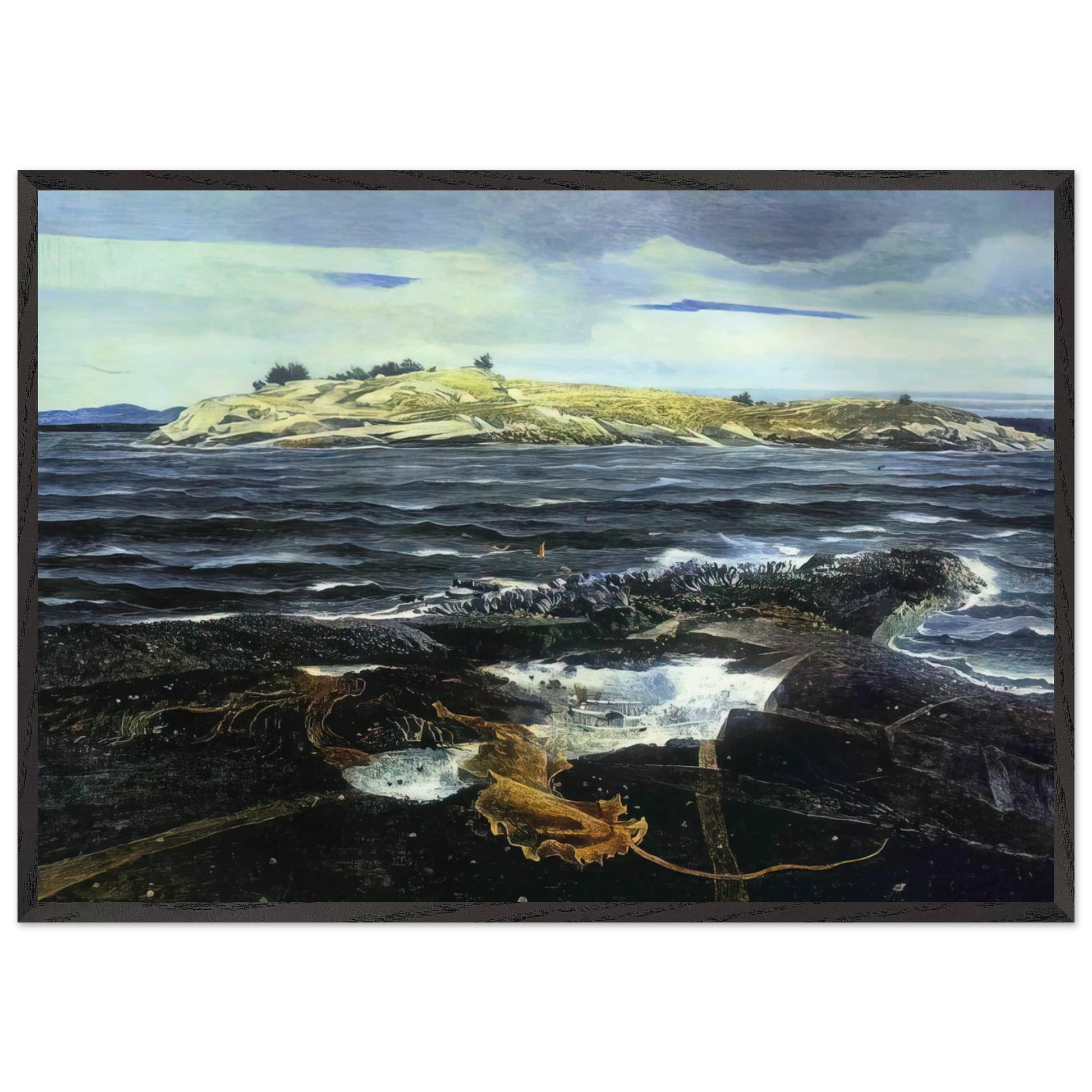 LITTLE CALDWELLS ISLAND - Andrew Wyeth Framed Art Print – Black Wooden Frame - Default Title - -Framed Art Print