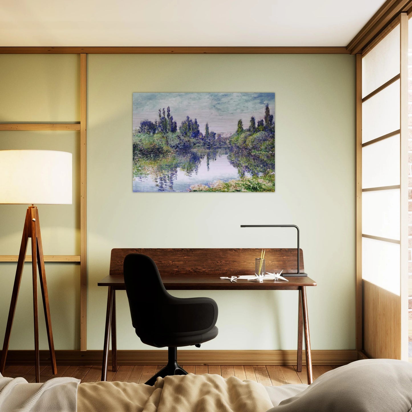 Morning on the Seine, near Vetheuil - claude monet Brushed Aluminum Print - 70x100 cm / 28x40 inches | claude monet Aluminum Print | claude monet Prints