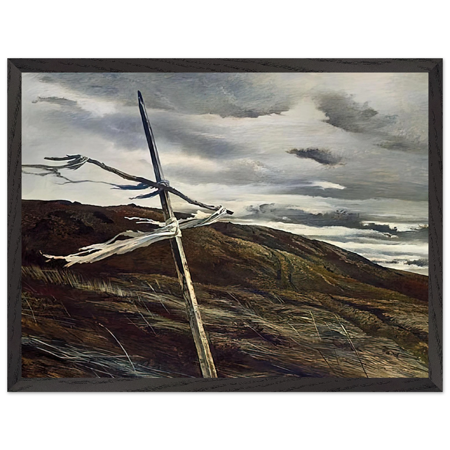 Andrew Wyeth - DODGES RIDGE 1947 Wall Art - 60x80 cm / 24x32 inches - Premium Wooden Framed Poster With Fine Art Paper - Black frame