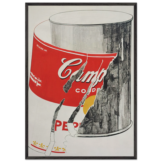 Big Torn Campbells Soup Can  Pepper Pot  - Andy Warhol Framed Art Print – Black Wooden Frame - Default Title - -Framed Art Print