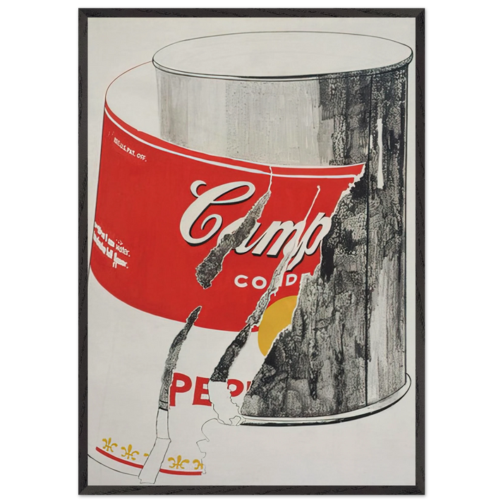 Big Torn Campbells Soup Can  Pepper Pot  - Andy Warhol 70x100 cm / 28x40 inches Framed Art Print – Black Wooden Frame