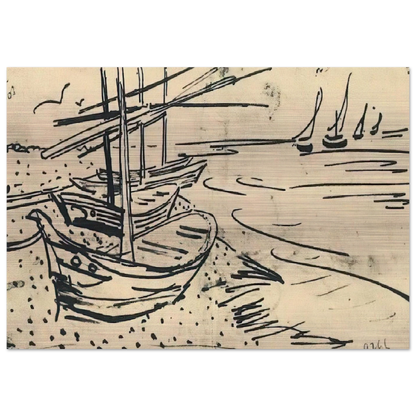 Fishing Boats on the Beach - Vincent van Gogh Brushed Aluminum Print - 70x100 cm / 28x40 inches | Vincent van Gogh Aluminum Print | Vincent van Gogh Prints