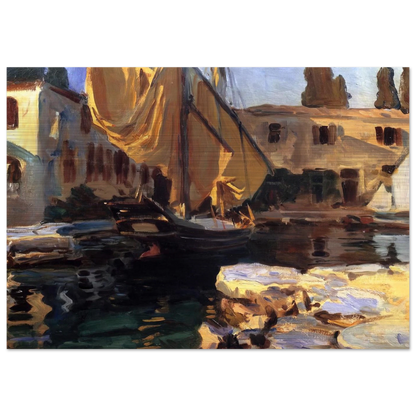 San Vigilio. A Boat with Golden Sail - John Singer Sargent Brushed Aluminum Print - 70x100 cm / 28x40 inches | John Singer Sargent Aluminum Print | John Singer Sargent Prints
