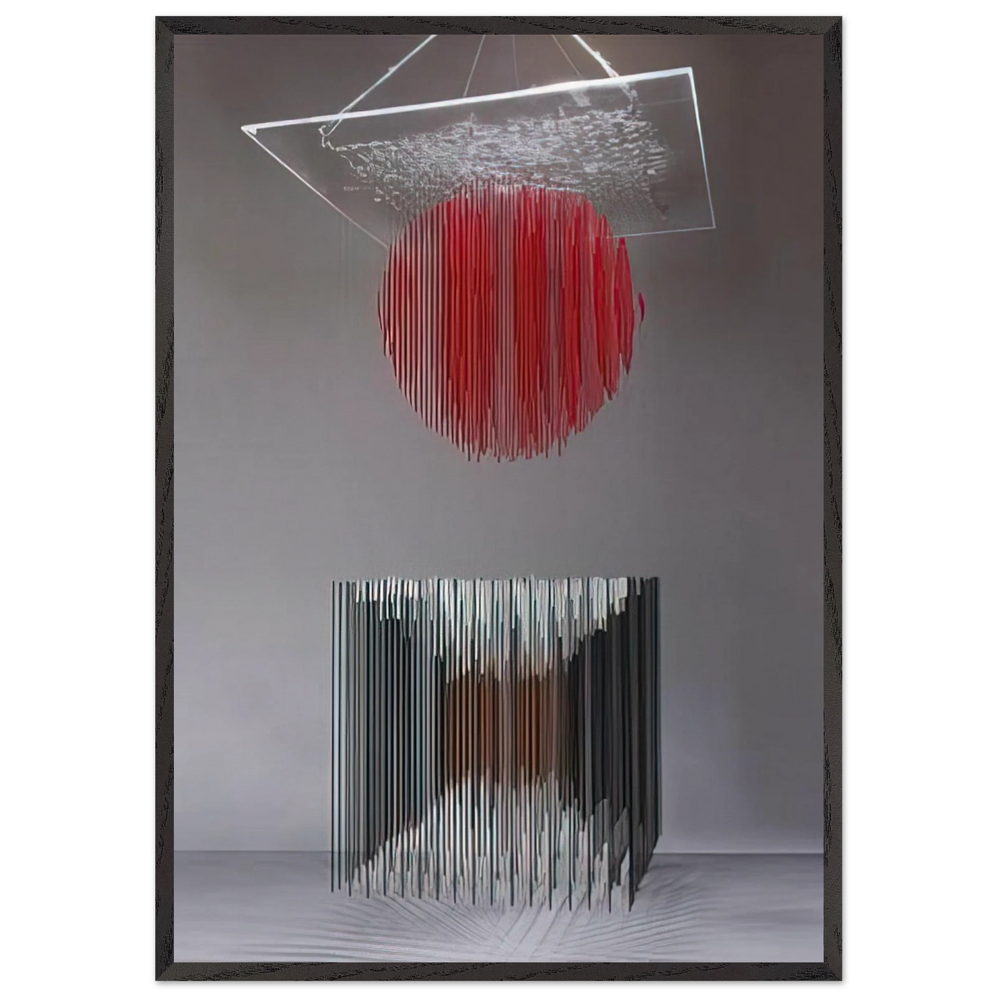 CUBO Y ESFERA VIRTUAL - Jesus Rafael Soto Framed Art Print – Black Wooden Frame - Default Title - -Framed Art Print