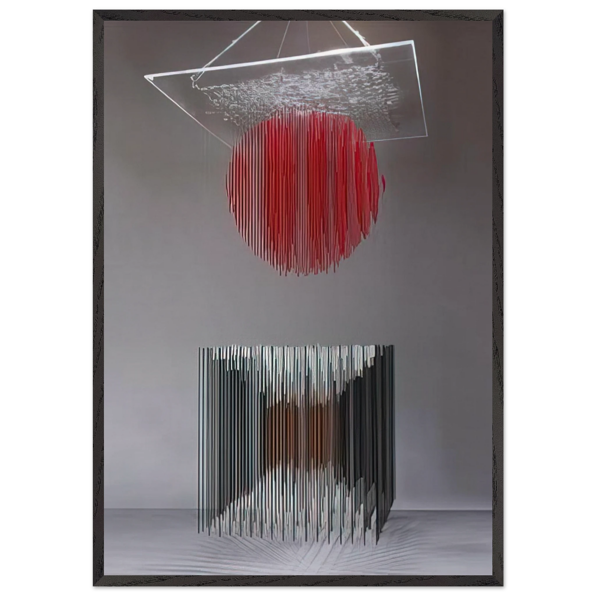 CUBO Y ESFERA VIRTUAL - Jesus Rafael Soto Framed Art Print – Black Wooden Frame - Default Title - -Framed Art Print