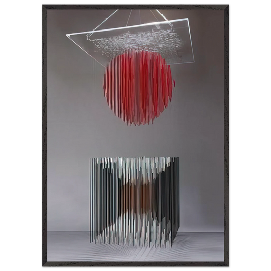 CUBO Y ESFERA VIRTUAL - Jesus Rafael Soto Framed Art Print – Black Wooden Frame - Default Title - -Framed Art Print