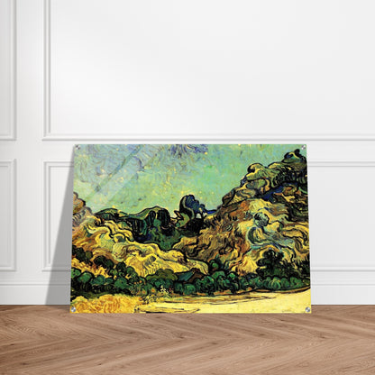 Mountains at Saint-Remy with Dark Cottage - Vincent van Gogh Acrylic Print - 70x100 cm / 28x40″ inches