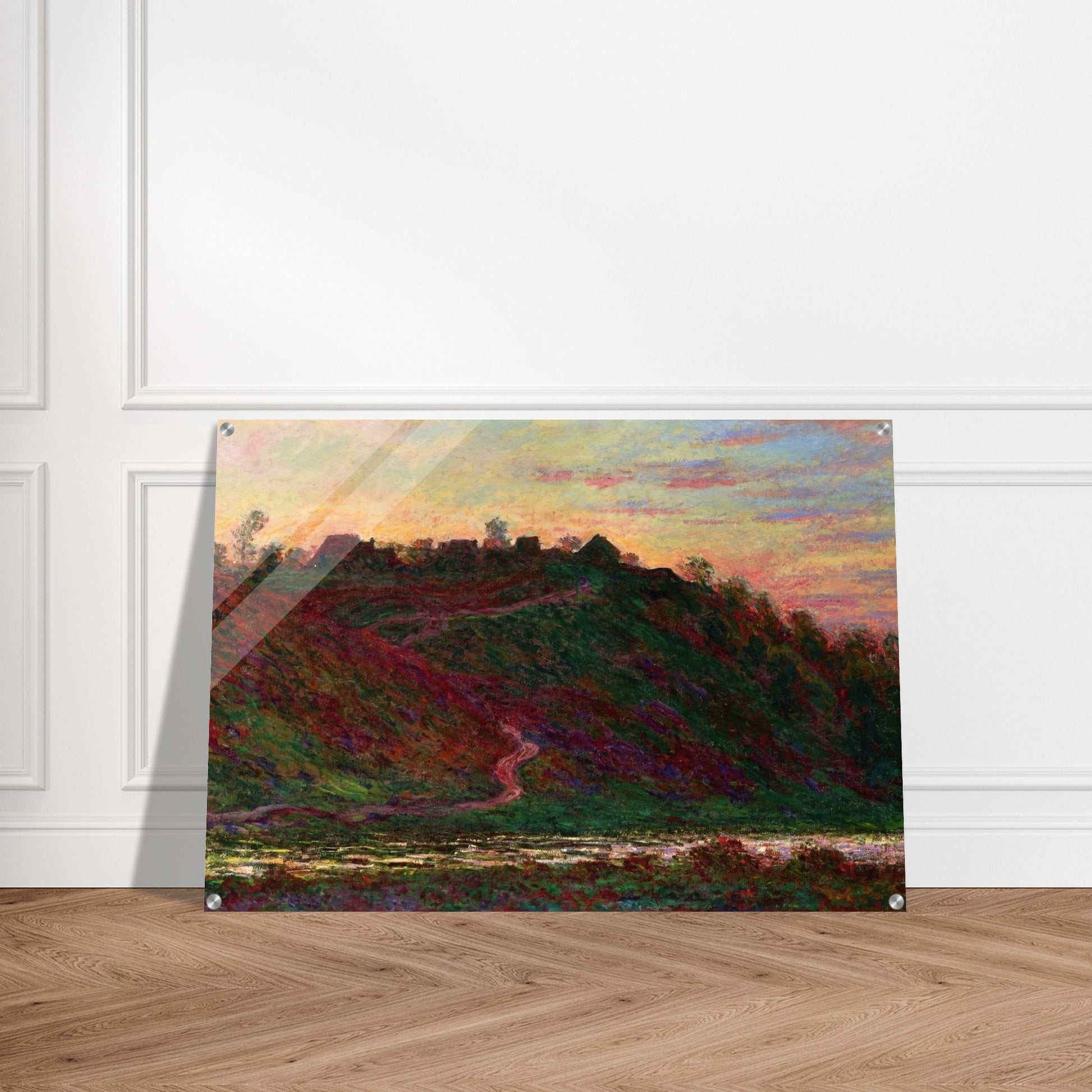 The Village of La Roche-Blond, Sunset - claude monet Acrylic Print - 70x100 cm / 28x40″ inches | claude monet Wall Art | claude monet Prints