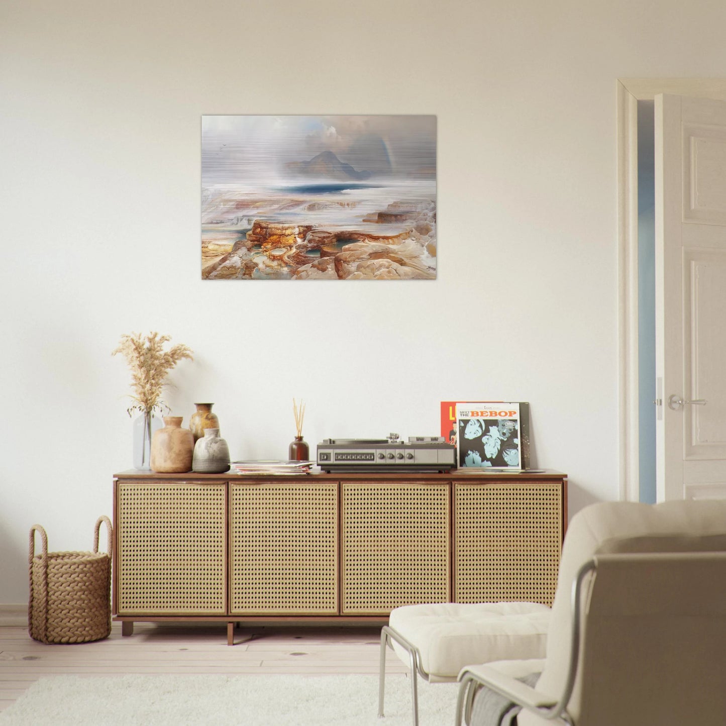 Hot Springs of the Yellowstone - Thomas Moran Brushed Aluminum Print - 70x100 cm / 28x40 inches | Thomas Moran Aluminum Print | Thomas Moran Prints