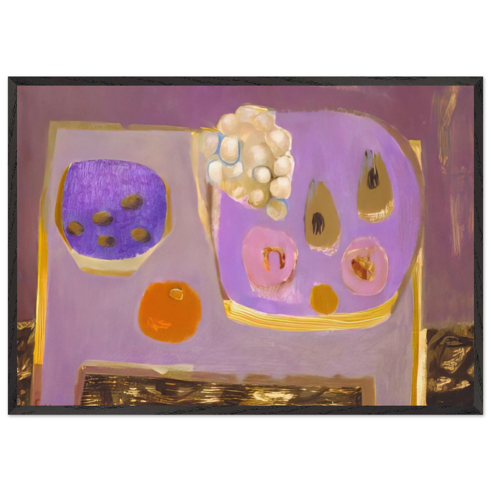 Mauve Still Life - 1968 - Mary Fedden Framed Art Print – Black Wooden Frame - Default Title - -Framed Art Print