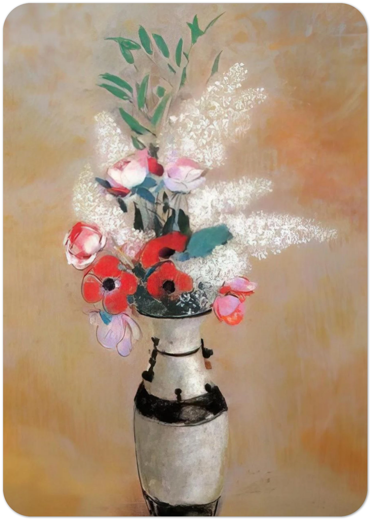 BOUQUET WITH WHITE LILIES IN A JAPANESE VASE By Odilon Redon Pack of 10 Post Cards | Odilon Redon Post Cards | A6 (10.5 x 14.8 cm) - 4.1 x 5.8 inches