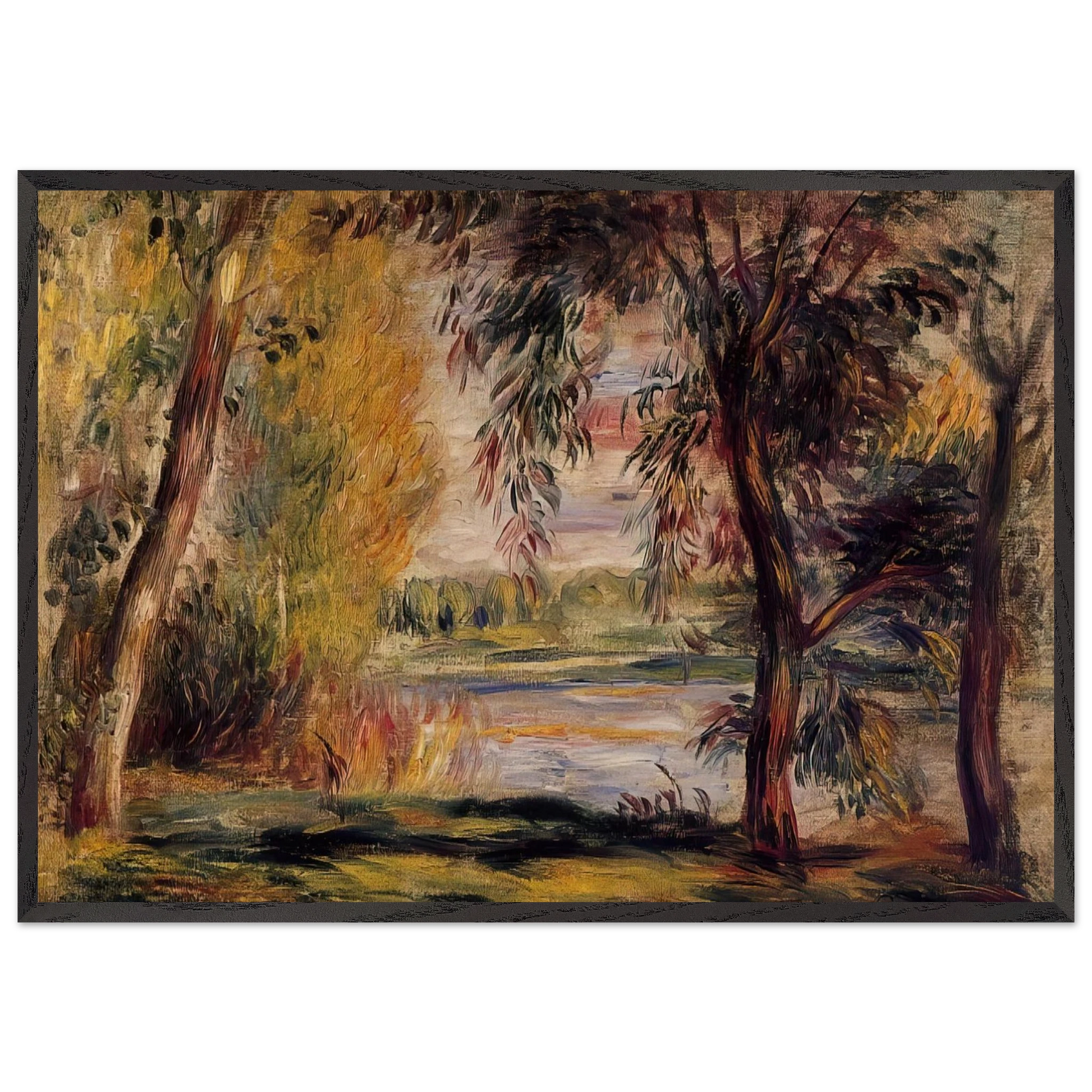 Trees by the Water N2 - Pierre-Auguste Renoir Framed Art Print – Black Wooden Frame - Default Title - -Framed Art Print