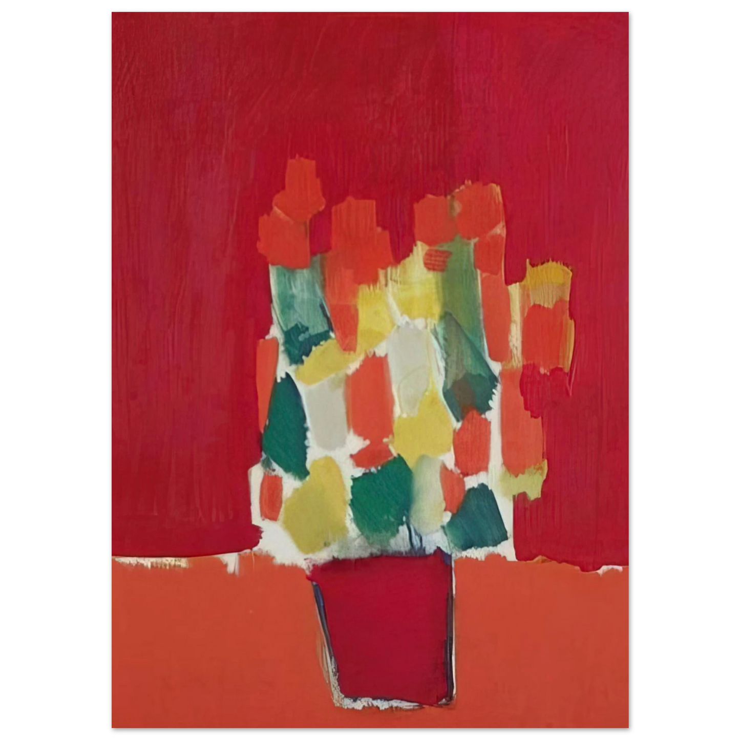 Nicolas de Stael - Fleurs rouges - 1952 Fine Art Poster - 75x100 cm / 30x40 inches